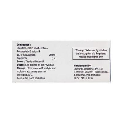 Roslaren 20mg Tablet 10'S - High Cholesterol-Dys