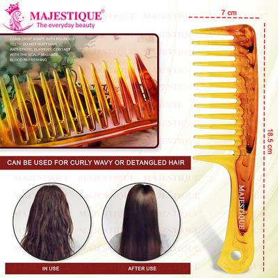 Majestique Premium Long Handle and Extra Wide Comb for Detangler Shampoo Comb - Multicolor 1's - Hair Combs