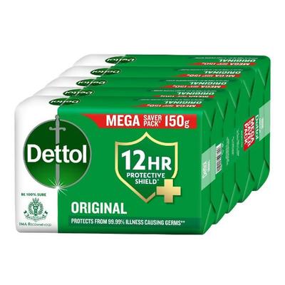 Dettol Original Soap - 12Hr Protective Shiled (Pack of 6 X 150 g) - Soaps