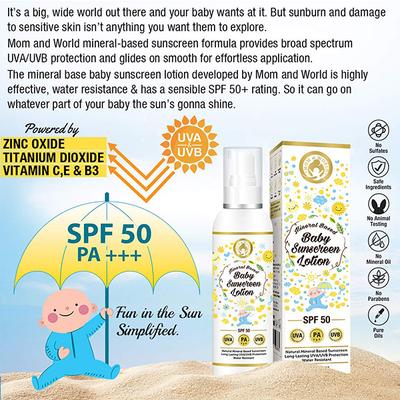 Mom & World SPF 50 Mineral Based Baby Sunscreen Lotion 120 ml - Creams, Lotions & Oils