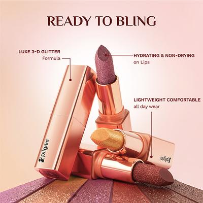 Pilgrim Glitter Lipstick Chic Haseena-06 Luxurious 3-D Glitter Formula With Matte Finish pink 4.2 g - Lipsticks
