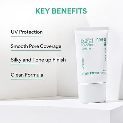 Innisfree UV Active Poreless Sunscreen SPF 50+ PA++++ For Even Toned Skin & Silky Finish - Mini 25 ml - Body Sunscreen