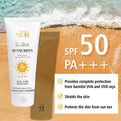 The Beauty Sailor Sun Shield Sunscreen for Unisex SPF 50 Protects Against Sun Damage 50 gm - Face Sunscreen