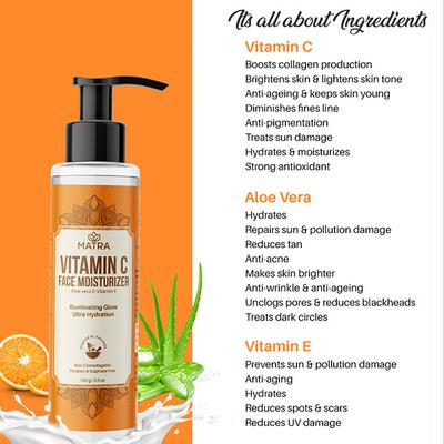 Matra Daily Use Vitamin C Moisturizer Cream for Ultra hydration and Illuminating Glow 100 ml - Face Moisturizers