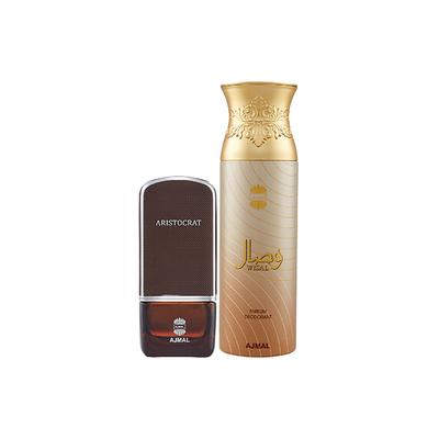 Ajmal Aristocrat EDP Citrus Woody Perfume And Wisal Deodorant Floral Musky Fragrance 275 ml - Perfumes (Edt/Edp)