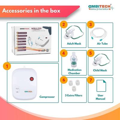 Ambitech Nebulizer Compressor System - White - Nebulizers / Vaporizer