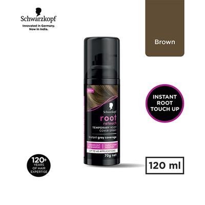 Schwarzkopf Root Retouch Temporary Brown Root Cover Spray For Instant Grey Coverage 120 ml - Hair Sprays & Mists