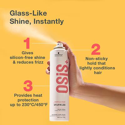 Schwarzkopf Professional OSiS+ Sparkler Hair Styling Shine Spray, Frizz Free Shine, Vegan, Silicone-free, Heat protection Hair Spray 300 ml - Hair Sprays & Mists
