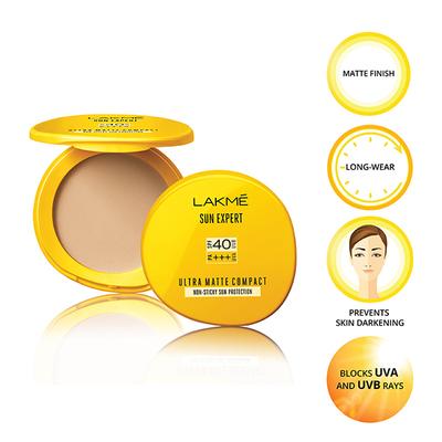 Lakme Sun Expert Ultra Matte SPF 40 PA+++ Compact-For Indian Skin 7 gm - Face Sunscreen
