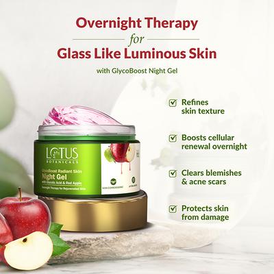 Lotus Botanicals GlycoBoost Radiant Skin Night Gel with Glycolic Acid & Red Apple 50 gm - Night Cream
