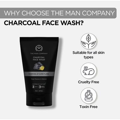 The Man Company Deep Cleansing Charcoal & Ylang - Ylang Face Wash 75ml - Face Washes