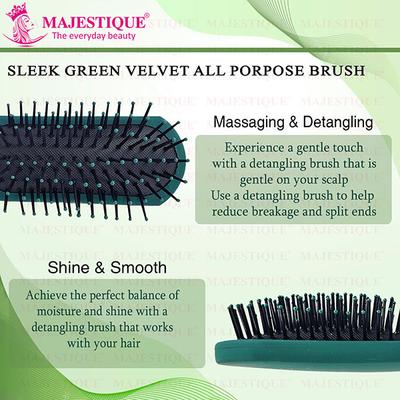 Majestique Sleek All-purpose Hair Brush for Separating, Shaping and Defining Curls - Velvet Green 1's - Hair Brushes