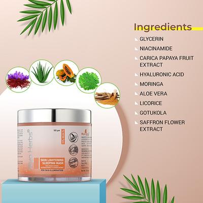 Riyo Herbs Skin Lightening Sleeping Mask - Papaya Saffron & Licorice Extract 100 gm - Masks & Peels