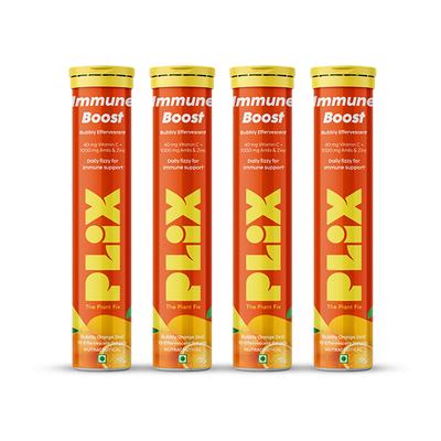 Plix The Plant Fix Vitamin C Immunity Booster 15 Effervescent Tablets (Orange Flavour) 4's - Vitamin C