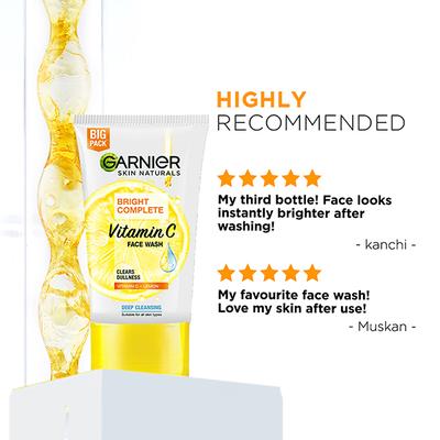 Garnier Bright Complete VITAMIN C + Lemon Deep Cleasing Facewash 150gm - Face Washes