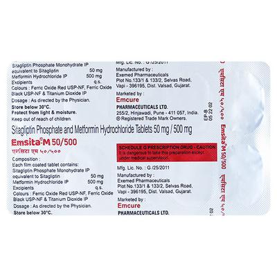 EMSITA M 50/500 Tablet 10's - Diabetes-Ant