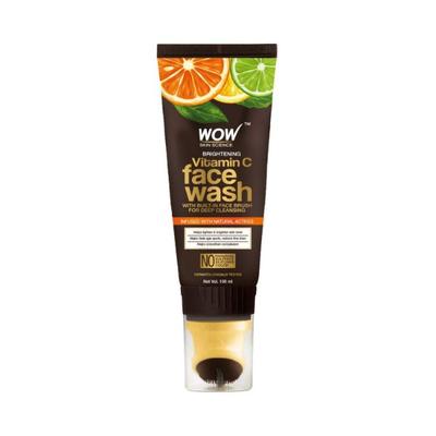 WOW Skin Science Brightening Vitamin C Foaming Face Wash GEL with Built-In Face Brush for Deep Cleansing 100 ml - Face Washes