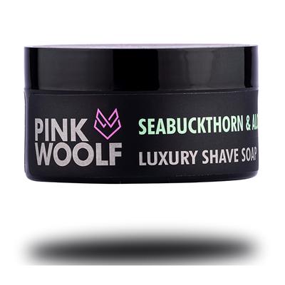 Pink Woolf Luxury Shaving Soap - Seabuckthorn & Aloe Vera 50 gm (Box) - Shaving Creams