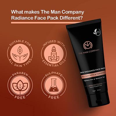 The Man Company Skin Radiance Tan Removal Face Pack with Multani Mitti & Turmeric 75 ml - Masks & Peels