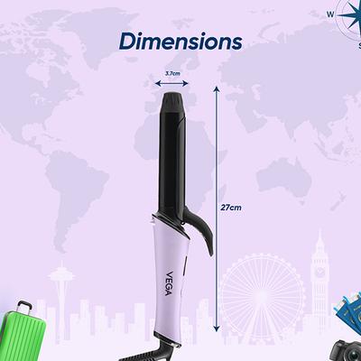 Vega Go Mini Hair Curler for Women with 25 mm Barrel, Auto Cut-Out for Travel Friendly (VHCH-08) 342 gm - Rollers & Curlers