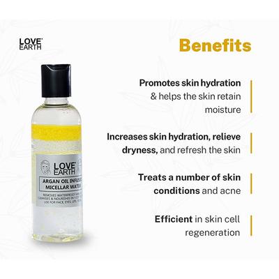 Love Earth Argan Oil-Infused Micellar Water Makeup & Pollutant Remover 100 ml - Make Up Removers