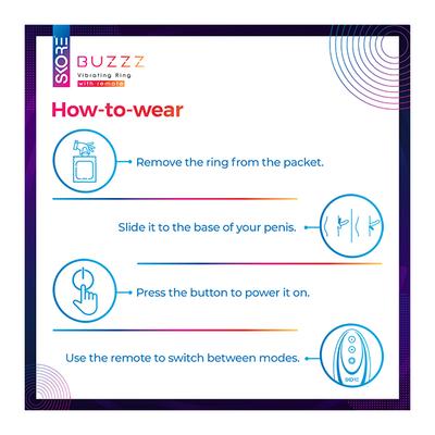 Skore Buzz Vibrating Ring With Remote & 8 Vibrating Mode 1's - Massagers And Vibrators