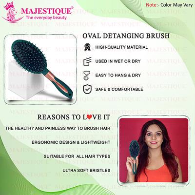Majestique Oval Shape Detangling Brush for Curly Hair for Men, Women - Velvet Green 1's - Loofahs & Sponges