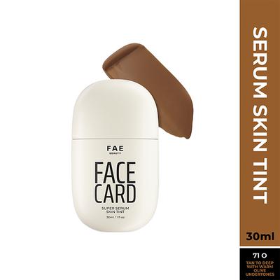 FAE Beauty Face Card Serum Skin Tint- Skin-like Foundation, Shade - 71O - Warm Olive 30 ml - Foundation