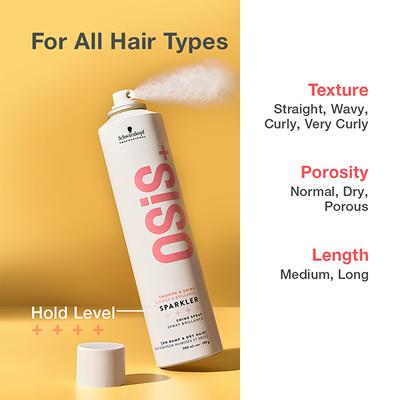 Schwarzkopf Professional OSiS+ Sparkler Hair Styling Shine Spray, Frizz Free Shine, Vegan, Silicone-free, Heat protection Hair Spray 300 ml - Hair Sprays & Mists
