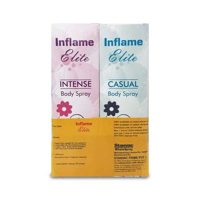 Inflame Elite No Gas Body Spray - Intense + Casual (Pack of 120 ml Each) - Men Deodorants/Roll-Ons