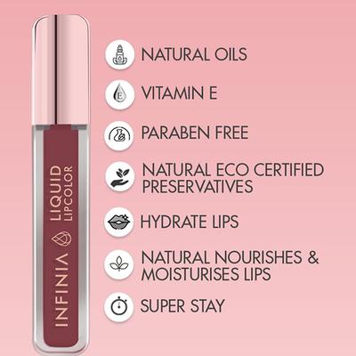 Infinia Liquid Lip Color Liquid Lipstick M 06 Long Lasting and Waterproof 5 ml - Liquid Lipsticks