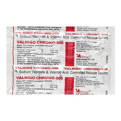 VALNIGO CHRONO 500mg Tablet 10's - Epilepsy/Convulsion-Ant
