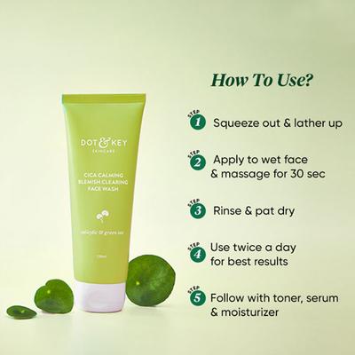 Dot & Key Cica Calming Blemish Clearing Face Wash 120 ml - Face Wash & Cleansers