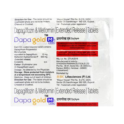 DAPAGOLD M 10/500 Tablet 15's - Diabetes-Ant
