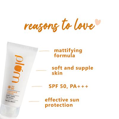 Plum Chamomile & White Tea Sheer Matte Day Cream - SPF 50 PA +++ UVA 60ml - Face Creams