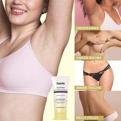 Sanfe So PHresh PH Balancing Deo Cream Shimmering White for Underarm Feet Intimates and Skin Fold 20 ml - Intimate Hygiene