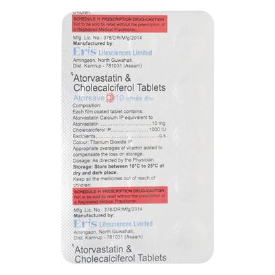 Atorsave D 10mg Tablet 15'S - High Cholesterol-Dys