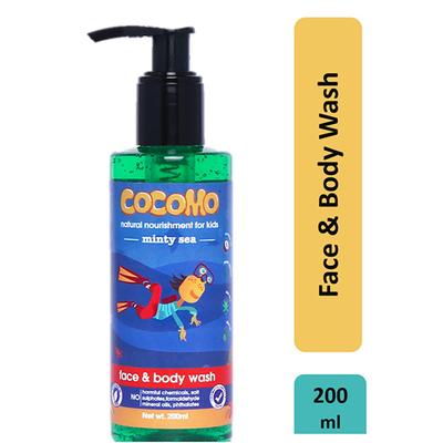 Cocomo Natural Kids Face and Body Wash Minty Fragrance Soft and Healthy Skin Minty Sea 200 ml - Baby Body Wash