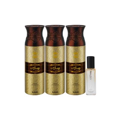 Ajmal 3 Wisal Dahab Deo & Aretha EDP Pack of 4 20 ml - Women Perfumes (Edt/Edp)