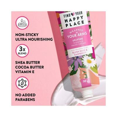 Find Your Happy Place Wrapped In Your Arms Scented Hand Cream Blush Rose & Raspberry 30 gm - Lotions & Creams