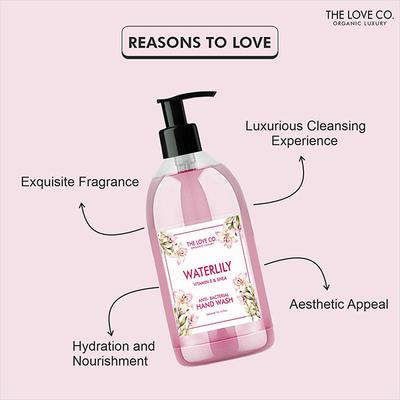 The Love Co. Water Lily Hand Wash For Moisturized Hand - Gentle Cleanser for Soft Hands - Liquid Hand Soap Suitable for Sensitive Skin 300 ml - Hand Wash & Soaps