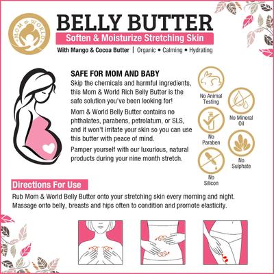 Mom & World Belly Butter - Mango and Cocoa Butter 100 gm - Baby Skin Care