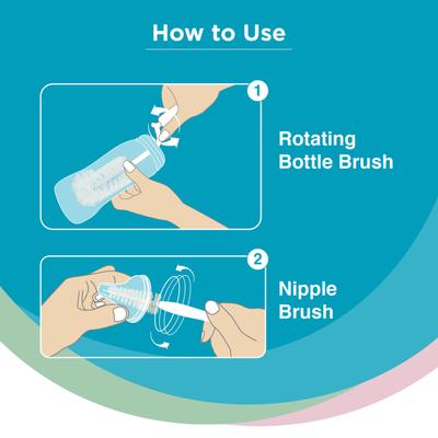 Vega Baby & Mom Bottle, Nipple Rotating Brush & BPA Free 1's - Breast Feeding Tools