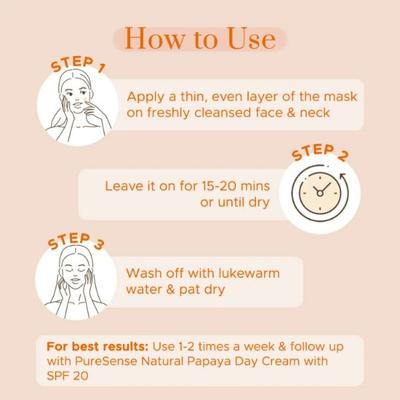 PureSense Natural Papaya Face Mask with Kaolin Clay & Kakadu Plum For Glowing Skin 65 gm - Face Mask