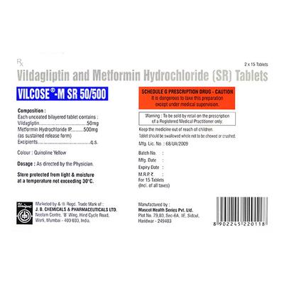 VILCOSE M SR 50/500 Tablet 15's - Diabetes-Ant