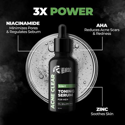 Beardo Acne Clear 2-In-1 Toning Serum For Men 30 ml - Face Serum