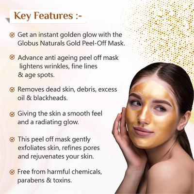 Globus Remedies Gold Peel Off Mask Enriched with Vitamin E 200gm 2's - Face Packs