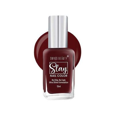 Swiss Beauty Slay Nail Color, Shade - Maroon Bloom 13 ml - Nail Polish