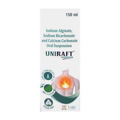 UNIRAFT SUGAR FREE MINT FLAVOUR Suspension 150ml - Ulcer/Reflux/Flatulence-Aaa