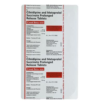 Cinod Beta 10/50mg Tablet 15'S - Hypertension-Bet